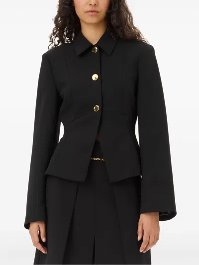 Ganni Technical Twill Blazer For In Black