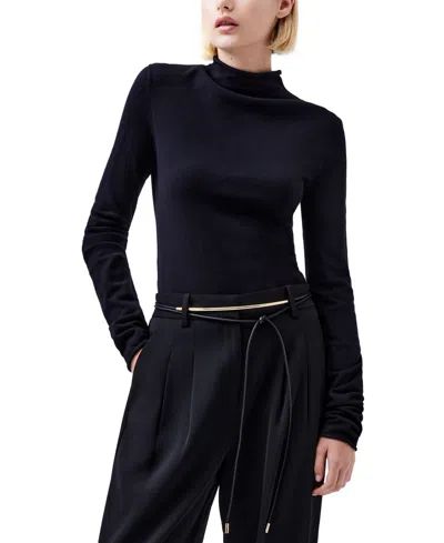 French Connection Cosysoft Fitted High Neck Sweater In Black In Black