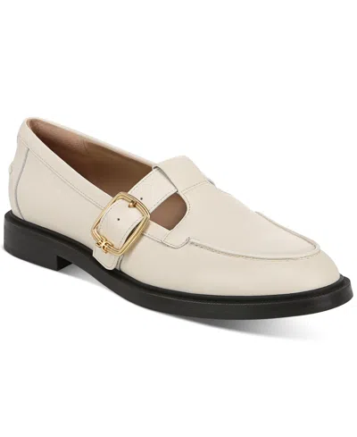 Sam Edelman Elaina T-strap Buckle Loafer Modern Ivory Leather In Modern Ivory