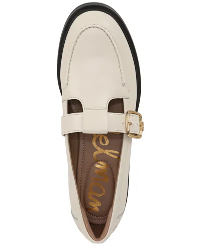 Sam Edelman Elaina T-strap Buckle Loafer Modern Ivory Leather In Modern Ivory