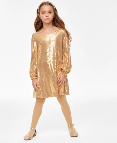 Inc International Concepts Big Girls Mommy & Me Sequin Dress, Created For Macy's In Gold Sequi