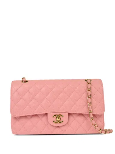 Pre-owned Chanel 2004-2005 Medium Double Flap Shoulder Bag In Pink