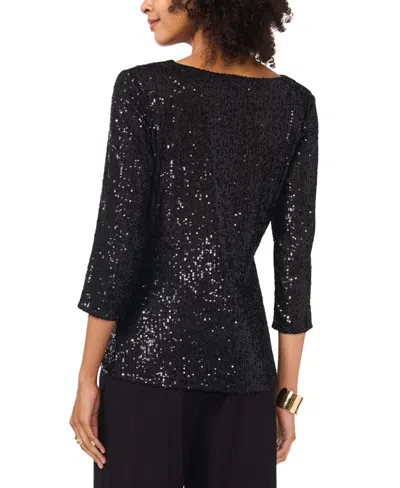Vince Camuto Womens Metallic Nylon Wrap Top In Rich Black
