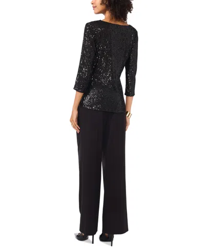 Vince Camuto Womens Metallic Nylon Wrap Top In Rich Black