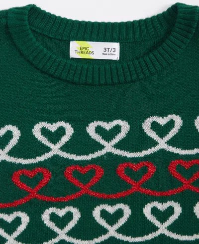 Epic Threads Toddler Girls Heart Ruffled Crewneck Sweater, Created For Macy's In Ocean Tropic