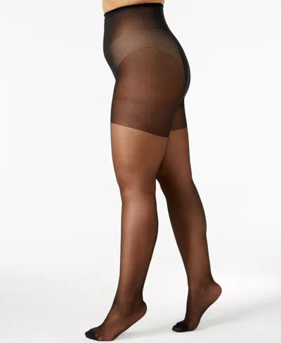 Berkshire Women's Sheer Queen Plus Size Silky Extra Wear Control Top With Reinforced Toe Pantyhose 4489 In Fantasy Black