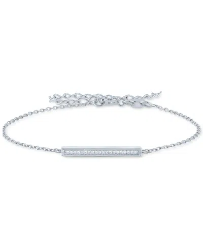 Macy's Diamond Accent Rectangular Bar Link Bracelet In Sterling Silver In Sterling Silver