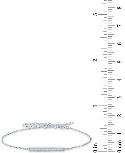 Macy's Diamond Accent Rectangular Bar Link Bracelet In Sterling Silver In Sterling Silver