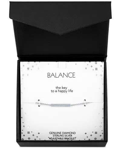 Macy's Diamond Accent Rectangular Bar Link Bracelet In Sterling Silver In Sterling Silver
