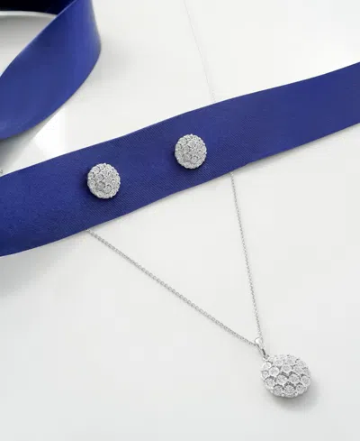 Macy's Diamond Cluster Button Stud Earrings (1/10 Ct. T.w.) In Sterling Silver, Created For  (a $170 In Sterling Silver
