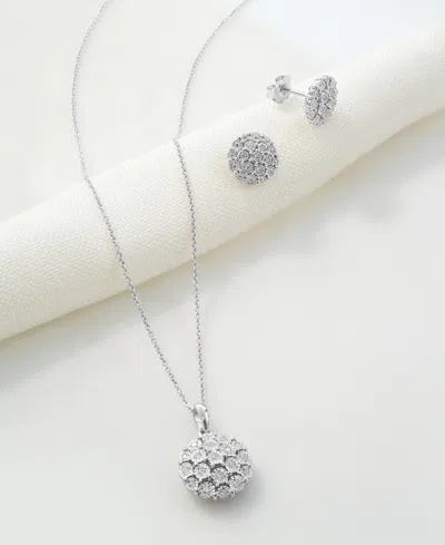 Macy's Diamond Cluster Button Stud Earrings (1/10 Ct. T.w.) In Sterling Silver, Created For  (a $170 In Sterling Silver
