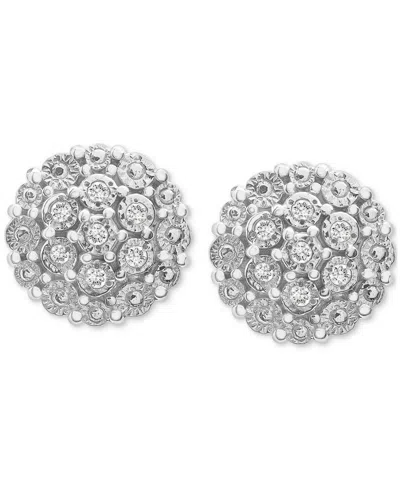 Macy's Diamond Cluster Button Stud Earrings (1/10 Ct. T.w.) In Sterling Silver, Created For  (a $170 In Sterling Silver