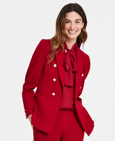 Anne Klein Faux Double Breasted Jacket In Red