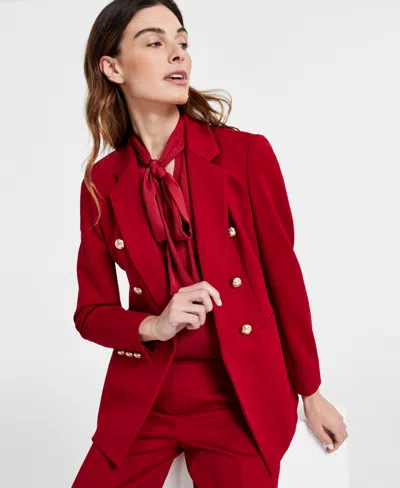 Anne Klein Faux Double Breasted Jacket In Red