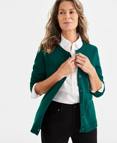 Style & Co Women's Button-up Cardigan, Regular & Petite, Created For Macy's In True Emerald