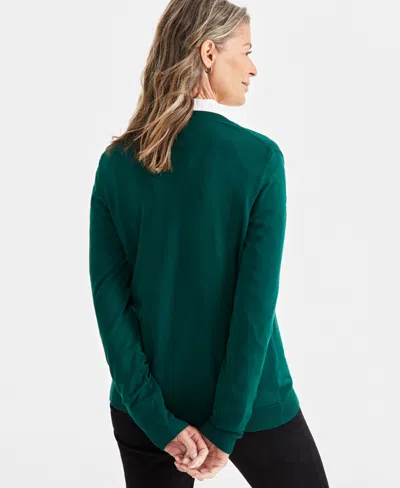 Style & Co Women's Button-up Cardigan, Regular & Petite, Created For Macy's In True Emerald