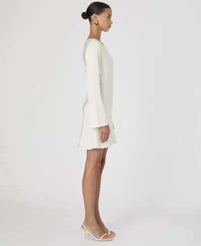 Shop French Connection Women's Ennis Satin Long Sleeve Mini Dress In Classic Cream