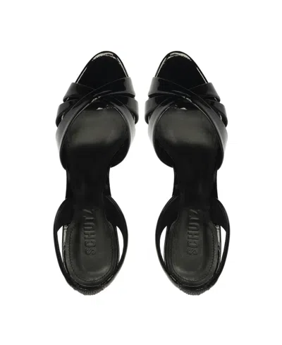 Schutz Keefa Patent Leather Slingback Sandal In Black