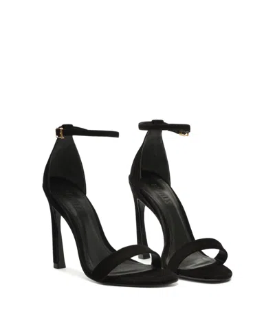 Schutz Cadey Lee Suede Ankle-strap Stiletto Sandals In Black
