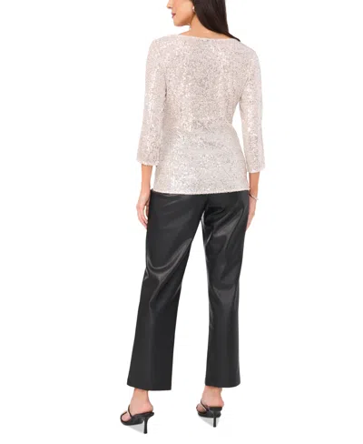 Vince Camuto Womens Velvet Glitter Blouse In Champagne Silver