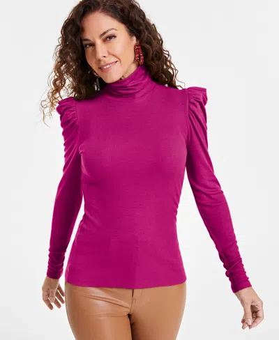 Inc International Concepts Women's Mock-neck Puff-sleeve Top, Created For Macy's In Pink Tutu