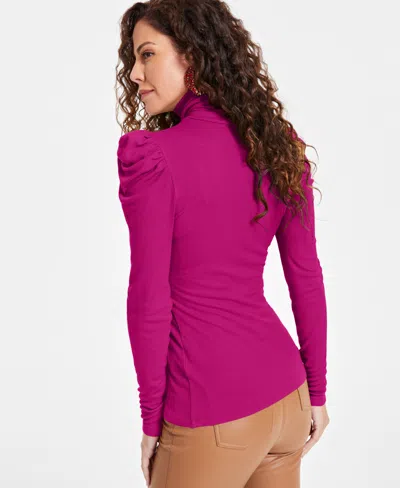 Inc International Concepts Women's Mock-neck Puff-sleeve Top, Created For Macy's In Pink Tutu