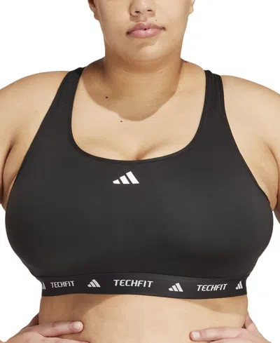 Adidas Originals Plus Size Techfit Racerback Sports Bra In Black