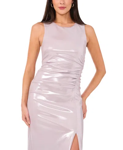 1.state Women's Asymmetric Ruched Metallic Midi Dress In Platinum