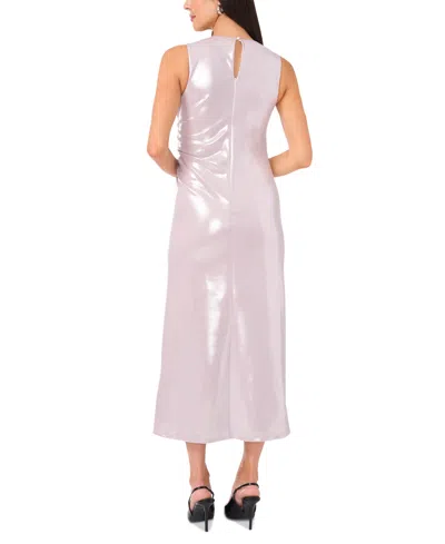 1.state Women's Asymmetric Ruched Metallic Midi Dress In Platinum