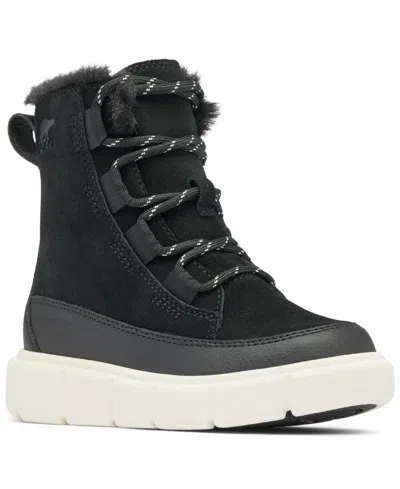 Sorel Children's Explorer Iii Lace-up Waterproof Booties In Black,sea Salt