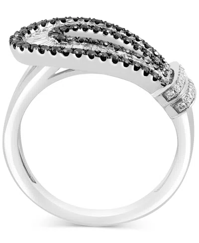 Effy Collection Effy Black & White Diamond Loop Statement Ring (5/8 Ct. T.w.) In 14k White Gold In White Gold