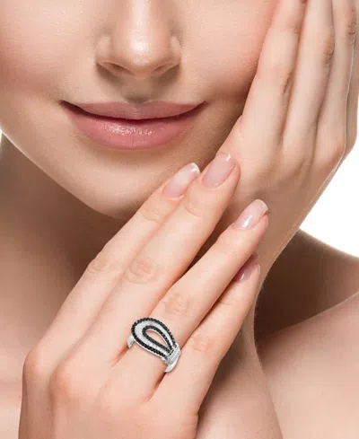Effy Collection Effy Black & White Diamond Loop Statement Ring (5/8 Ct. T.w.) In 14k White Gold In White Gold
