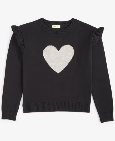 Epic Threads Girls Heart Pullover Sweater, Created For Macy's In Deep Black
