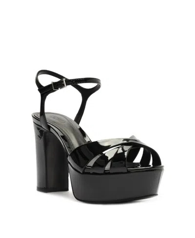 Schutz Women's Keefa Block Heel Wedge Sandals In Black