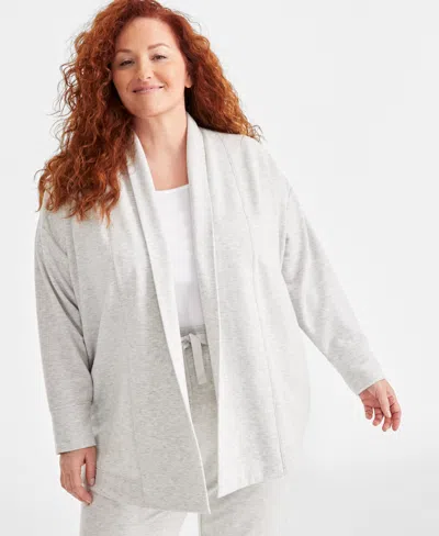 Style & Co Plus Size Yummy Fleece Cardigan, Created For Macy's In Grey Dust