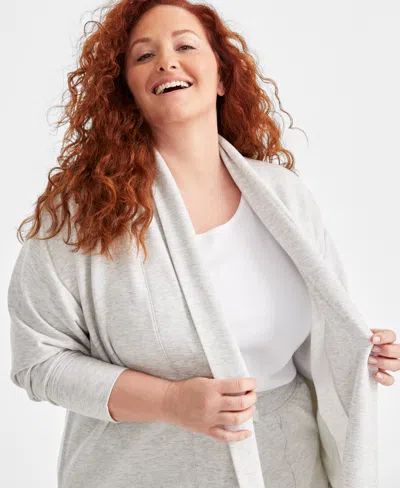Style & Co Plus Size Yummy Fleece Cardigan, Created For Macy's In Grey Dust