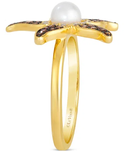 Le Vian Freshwater Pearl (5-1/2 Ct. T.w.) & Chocolate Ombre Diamond (1/3 Ct. T.w.) Starfish Ring In 14k Gold In 14k Honey Gold Ring