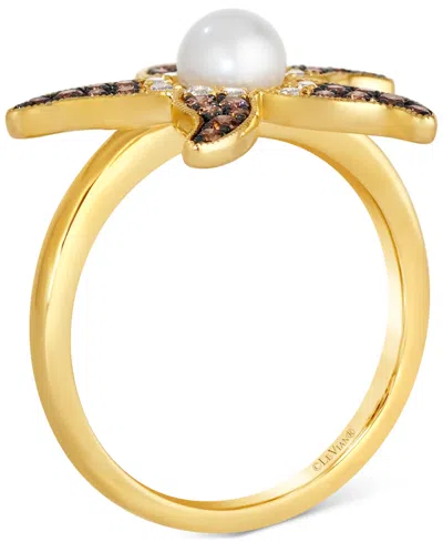 Le Vian Freshwater Pearl (5-1/2 Ct. T.w.) & Chocolate Ombre Diamond (1/3 Ct. T.w.) Starfish Ring In 14k Gold In 14k Honey Gold Ring