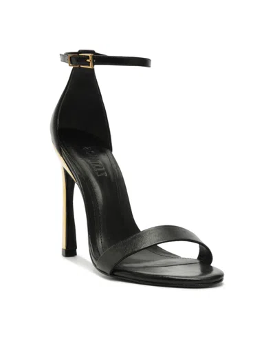 Schutz Cadey-lee Curve Ankle Strap Sandal In Dark Black
