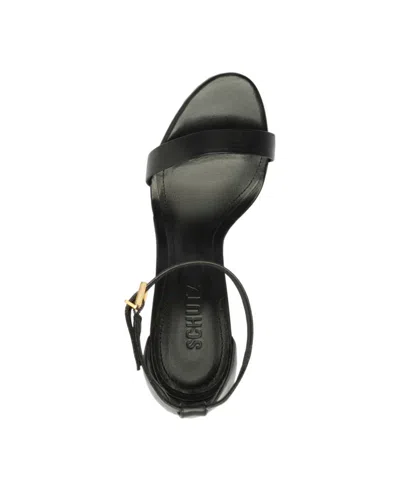 Schutz Cadey-lee Curve Ankle Strap Sandal In Dark Black