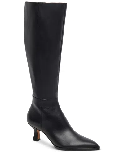 Dolce Vita Auggie Pointed Toe Knee High Boot In Black Leather