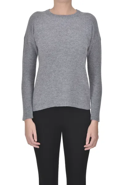 Shop Base Milano Textured Knit Pullover In Light Grey