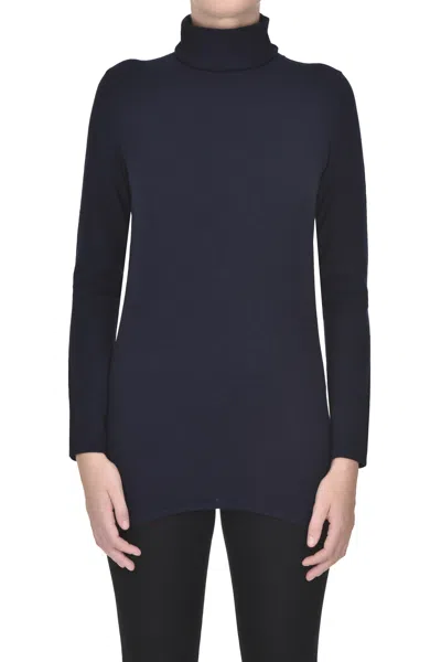 Shop Base Milano Extrafine Knit Pullover In Navy Blue