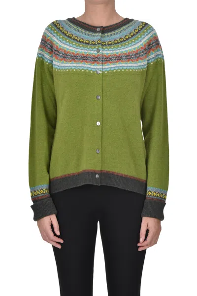 Shop Eribé Jacquard Knit Cardigan In Green