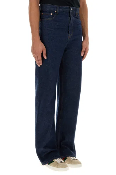 Gucci Mens Dark Blue Brand-embossed Mid-rise Straight-leg Jeans