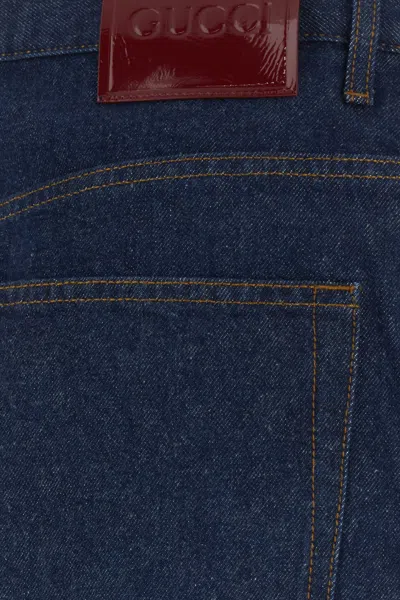 Gucci Mens Dark Blue Brand-embossed Mid-rise Straight-leg Jeans