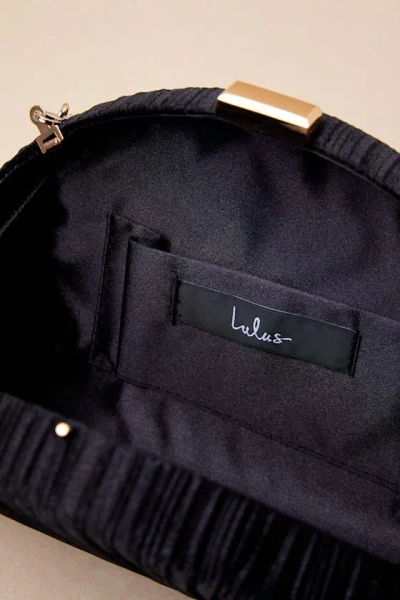 Lulus Pleat Perfection Black Satin Pleated Hard Clutch In Black
