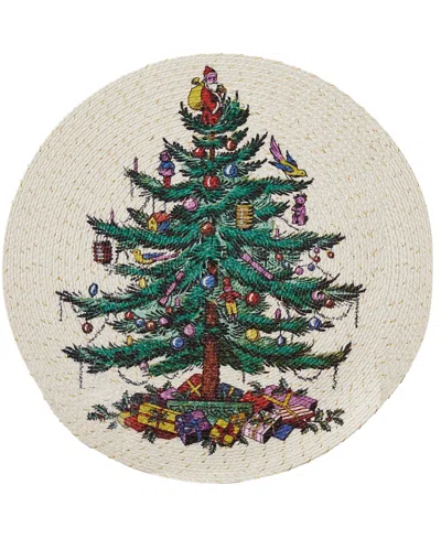 Spode Christmas Tree Polyester 4 Piece Placemat, 15" X 15" In Ivory