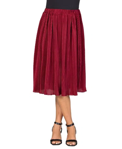 24seven Comfort Apparel Plus Size Elastic Waistband Party Midi Skirt In Wine
