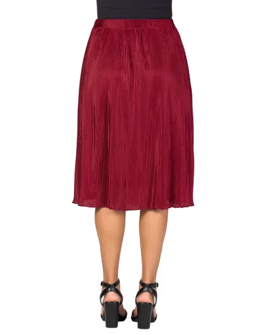 24seven Comfort Apparel Plus Size Elastic Waistband Party Midi Skirt In Wine